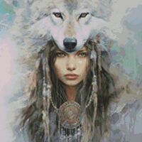 Wolf Girl Cross Stitch Pattern - Thumbnail 1
