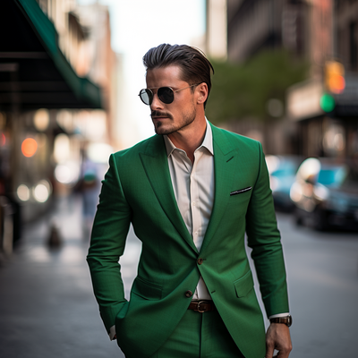 Green Men's Suit 2 Piece Set Blazers Pants Classic Business Gentleman Formal Groom For Wedding  