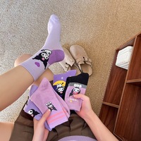 5pairs Purple Kuromi Cartoon Socks - Thumbnail 2