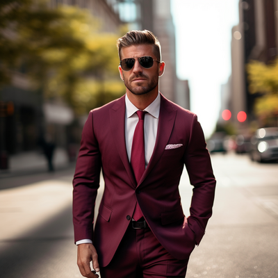 Fashion men's suit 2 piece set blazers pants classic business gentleman formal groom wedding party 