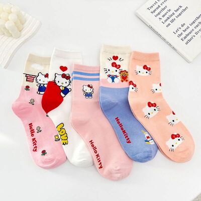 5pairs kawaii kitty cat cartoon socks