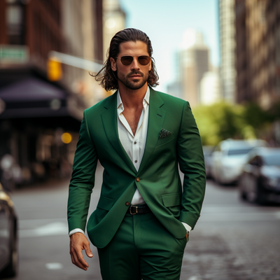 Fashion men's suit 2 piece set blazers pants classic business gentleman formal groom wedding party 