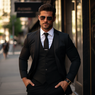 Fashion Men's Suit 3 Piece Set Blazers Vest Pants Classic Business Gentleman Formal Groom Wedding Party 