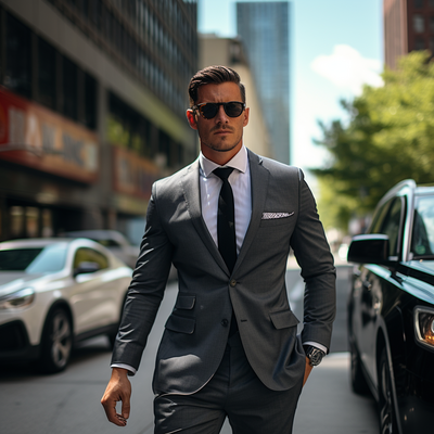 Gray fashion men's suit 2 piece set blazers pants classic business gentleman formal groom wedding party 