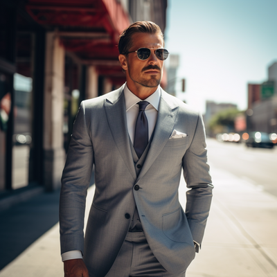 New Gray Men's Suit 3 Piece Set Blazers Vest Pants Classic Business Gentleman Formal Groom Casual Clothing