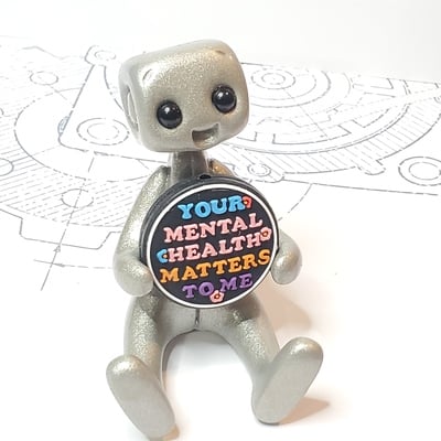 Your mental health matters robot figurine resin art toy kawaii desk buddy