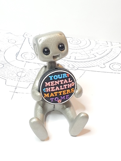 Your Mental Health Matters Robot Figurine Resin Art Toy Kawaii Desk Buddy