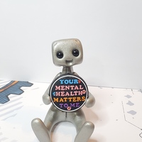 Your Mental Health Matters Robot Figurine Resin Art Toy Kawaii Desk Buddy - Thumbnail 1