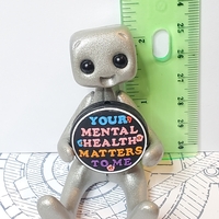 Your Mental Health Matters Robot Figurine Resin Art Toy Kawaii Desk Buddy - Thumbnail 3