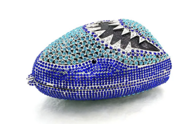 Shark Crystal Clutch Purse With chain strap