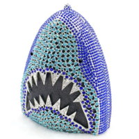 Shark Crystal Clutch Purse With chain strap - Thumbnail 1