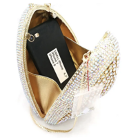 Shark Crystal Clutch Purse With chain strap - Thumbnail 5