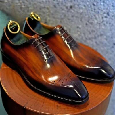 Latest men's handmade to tone derby brogue lether lace up shoes