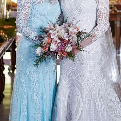 Plus size blue long sleeve lace appliques mother of the bride/groom dresses formal gown