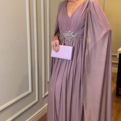 Simple chiffon v neck mother of the bride/groom dresses formal gown