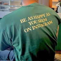 Free Shipping-BE AS HAPPY AS YOU SEEM ON INSTAGRAM TEE - Thumbnail 1