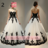 White Tulle and Black Applique Floor Length Lace Up Back Evening Dress Formal Occasion Elagant Clohing Hand Made Custom W11-1 - Thumbnail 3