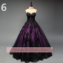 Fashion Purple and Black Lace Applique Sweetheart Strapless Ball Gown Full Length Evening Formal Party Prom Dress Custom W11-7-3