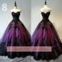 Fashion Purple and Black Lace Applique Sweetheart Strapless Ball Gown Full Length Evening Formal Party Prom Dress Custom W11-7-5