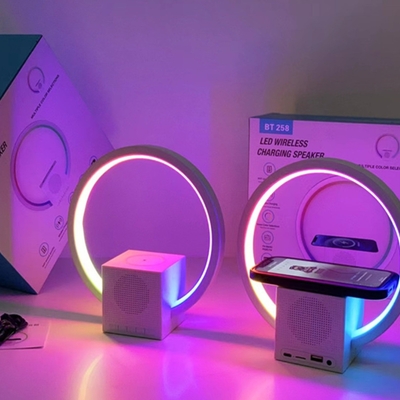 Smart ambience light bluetooth speaker wireless charger