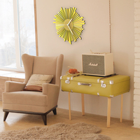 The Sun - stylish organic yellow / golden wooden wall clock, a piece of wall art - Thumbnail 2