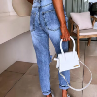 Women'S Fashion Casual Distressed Blue Jeans - Thumbnail 1