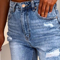 Women'S Fashion Casual Distressed Blue Jeans - Thumbnail 2