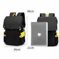 Contrast Color Cover Waterproof Anti-theft USB Interface School Laptop Bag Work College Backpack Daypack Student Rucksack For Boy  - Thumbnail 3