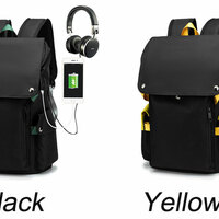 Contrast Color Cover Waterproof Anti-theft USB Interface School Laptop Bag Work College Backpack Daypack Student Rucksack For Boy  - Thumbnail 8