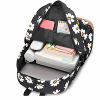 Daisy Flower Print Plus Size School Backpack With Lunch Bag For Teen Daypack Waterproof 15.6 Laptop Floral  Nurse Bag Work College Backpack - Thumbnail 2