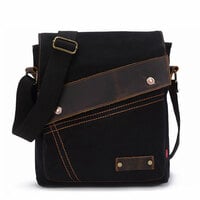 Retro Thick Canvas Leather Cover Crossbody Bag Satchel Bags Tote Messenger Bag For Men Women Large Capacity Shoulder Bags  - Thumbnail 9