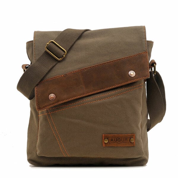 Retro Thick Canvas Leather Cover Crossbody Bag Satchel Bags Tote Messenger Bag For Men Women Large Capacity Shoulder Bags 
