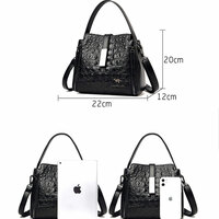 Fashion Crocodile Pattern Single Buckle Double Zippers Crossbody Bag Tote Messenger Bag Shoulder Bags Handle Handbags Satchel Bags   - Thumbnail 3