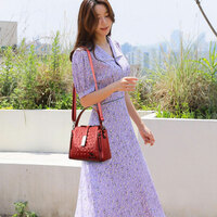 Fashion Crocodile Pattern Single Buckle Double Zippers Crossbody Bag Tote Messenger Bag Shoulder Bags Handle Handbags Satchel Bags   - Thumbnail 5