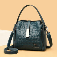 Fashion Crocodile Pattern Single Buckle Double Zippers Crossbody Bag Tote Messenger Bag Shoulder Bags Handle Handbags Satchel Bags   - Thumbnail 6