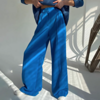 BRIGHT BLUE WIDE LEG TROUSERS - Thumbnail 1