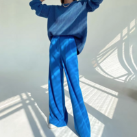 BRIGHT BLUE WIDE LEG TROUSERS - Thumbnail 3