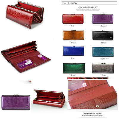 Luxury purse and wallet in genuine leather, 8 colors multifunctional, coins, cards, money ...