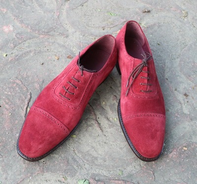 Men Red Suede Leather Handmade Oxford Dress Shoes