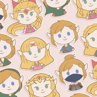 Zelda and link individual stickers