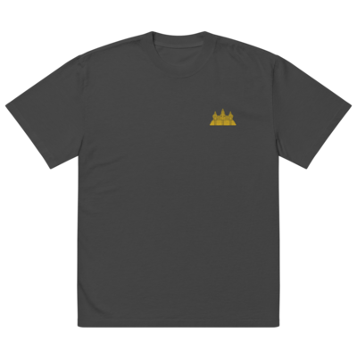 Embroidered golden angkor wat oversized faded t-shirt