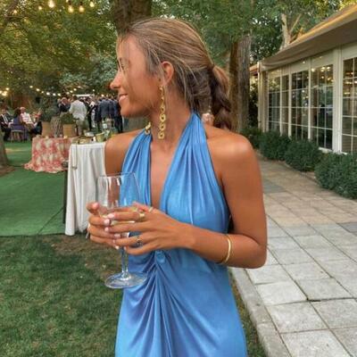 Simple halter blue chiffon prom dresses bridesmaid dresses - Thumbnail 3