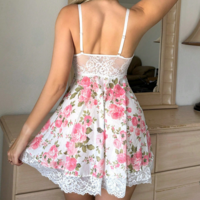 Sexy Floral Embroidery Lace Backless Lingerie Set - Thumbnail 2