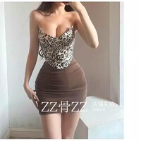 Low-cut diamond-shaped underwire fishbone short lace-up vest - Thumbnail 4