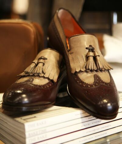 Handmade Men's Super Tassels Brown Loafers Slips On Moccasin Shoes