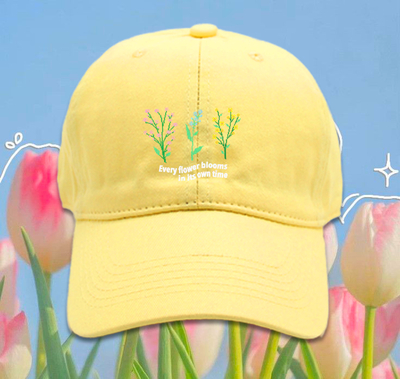 EVERY FLOWER BLOOMS IN ITS OWN TIME PASTEL CAP