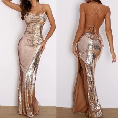 Sparkly prom dresses sequins slit side - Thumbnail 1