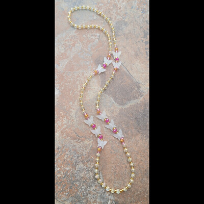 Butterfly hot pink💞 glow in the dark crystal handmade waist beads by nubian collection artwear 🎨