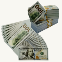 Prop Money 200 Pieces X ( $100+$50+ $20+ $10 +$5 +$1) 6 Kinds for Pranks  Double sided fake bills - Thumbnail 1