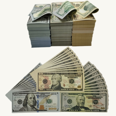 Prop Money 175 Pieces X $100 +$50 +$10 Top-Quality Replica copy dollar Pack for Photo Shoots and Novelty Purposes, Double sided fake bills